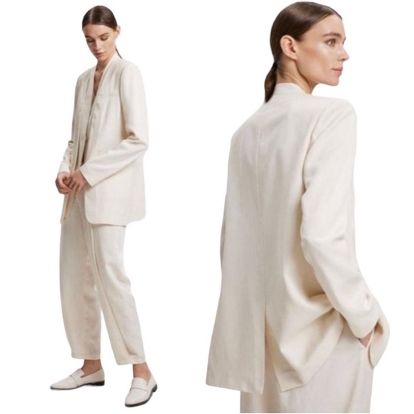 Lattelier Linen Layered Look Blazer Jacket in Ivory L Lagenlook - Picture 2 of 9